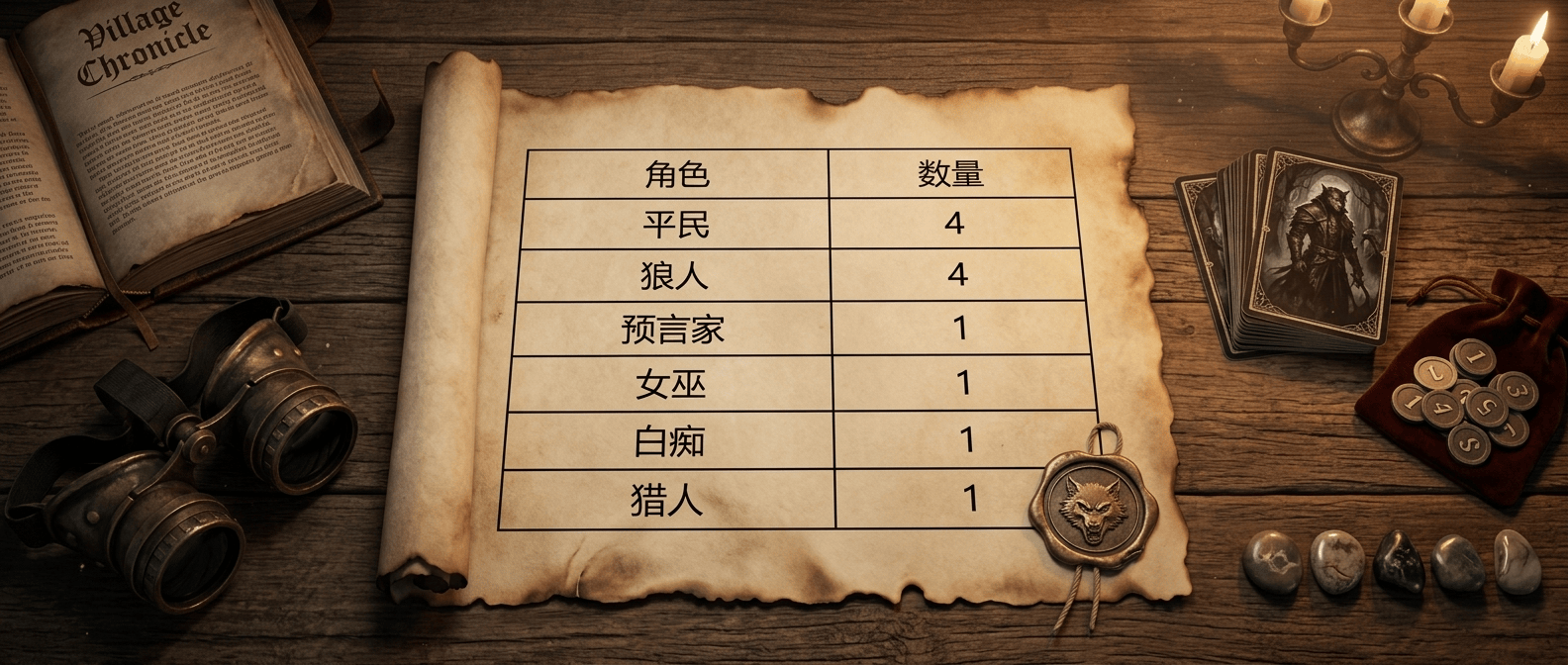 狼人杀12人预女猎白标准局板子